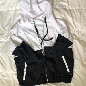 black and white wind breaker